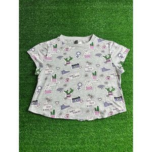 Divided Cute Retro Graphic Medium Girl’s Cropped Tee